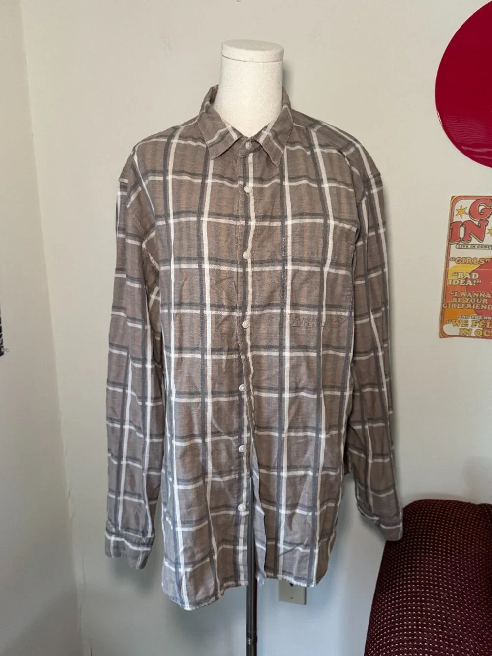Banana Republic Luxe Flannel Camden Fit Brown Long Sleeve Button Down Shirt